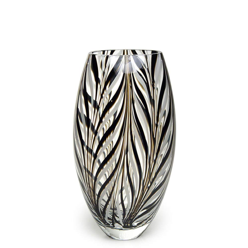 Hand Blown Art Glass Vase – Feather Pattern