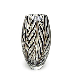 Hand Blown Art Glass Vase – Feather Pattern
