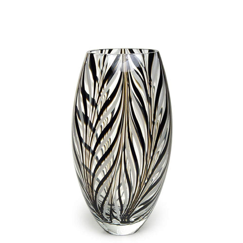 Hand Blown Art Glass Vase – Feather Pattern