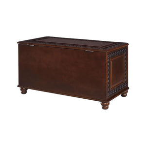 CARTESIAN Traditional Cedar Storage Chest, Dark Tobacco Finish, Cedar-Lined Interior with Safety Hinge, Carved Detailing, 40 x 18.5 Inches, Blanket and Linen Storage
