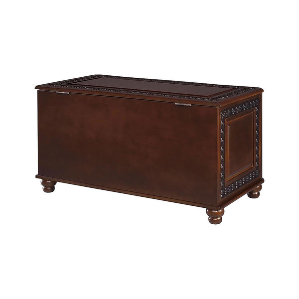 CARTESIAN Traditional Cedar Storage Chest, Dark Tobacco Finish, Cedar-Lined Interior with Safety Hinge, Carved Detailing, 40 x 18.5 Inches, Blanket and Linen Storage