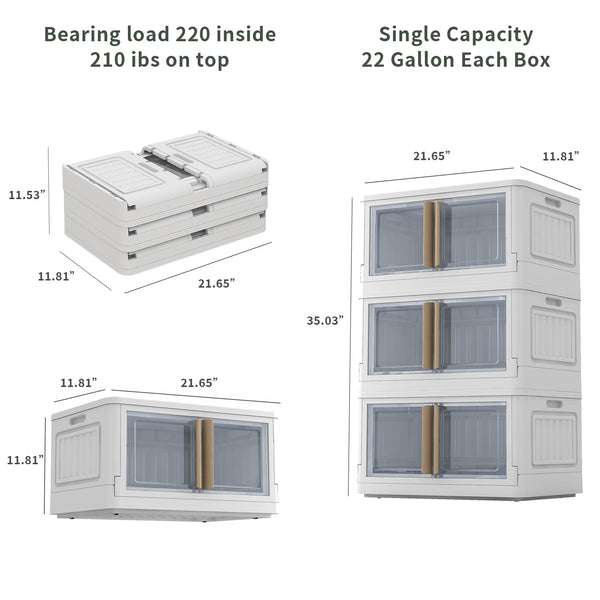 Collapsible Storage Bins with Lids & Wheels – 92Qt Foldable Stackable Bins