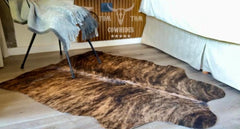 Small Dark Brindle Genuine Cowhide Rug 4ft x 3.5ft