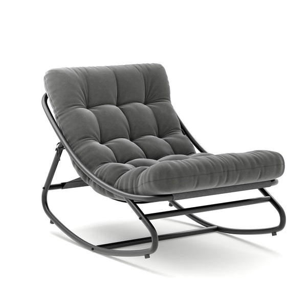 Outdoor Metal Rocking Chair with Thick Cushion – 450 lbs Capacity