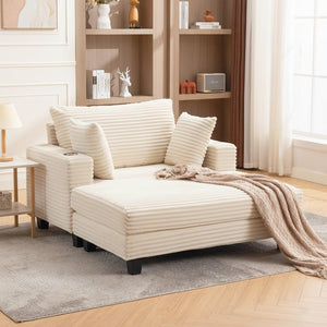 Oversized Corduroy Chaise Lounge Chair with Pillows