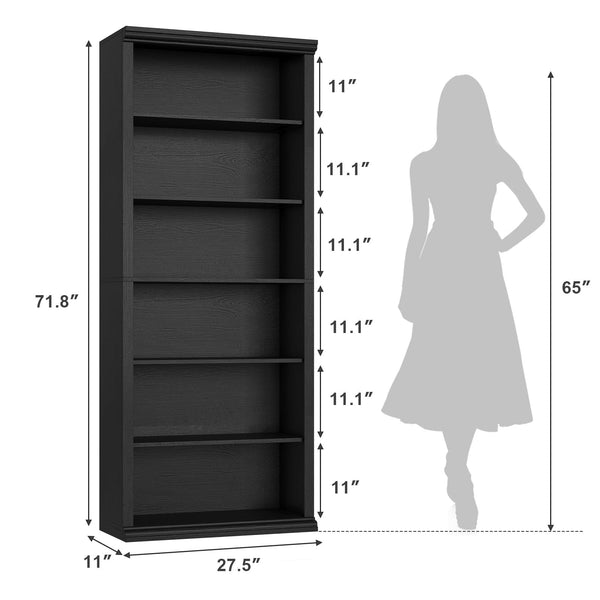 6-Tier Tall Bookcase with Wide Shelves