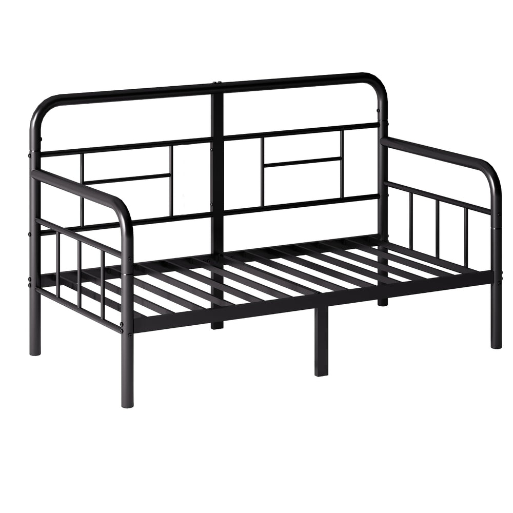 Twin Metal Daybed Frame with Storage and Modern Headboard