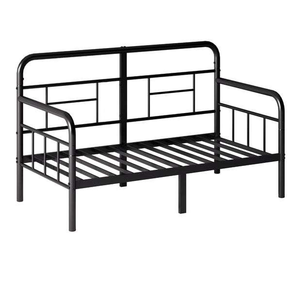 Twin Metal Daybed Frame with Storage and Modern Headboard