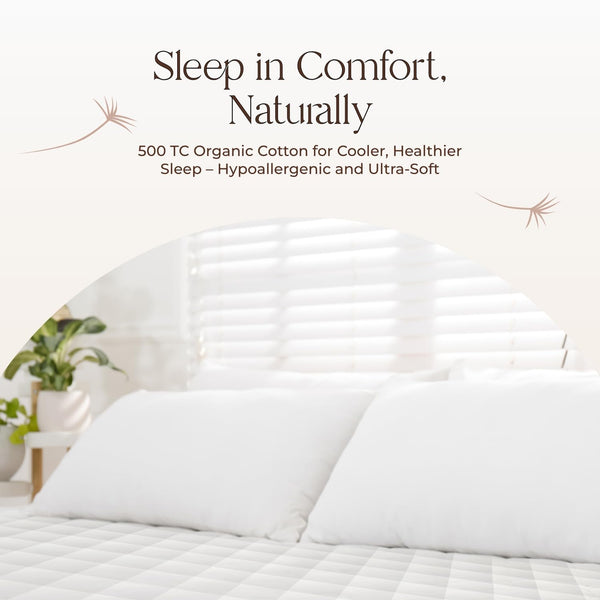 Organic Cotton Quilted Mattress Pad – 500 Thread Count, Deep Pocket