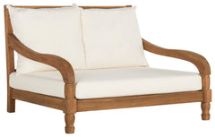 Outdoor Acacia Wood Loveseat with Cushion