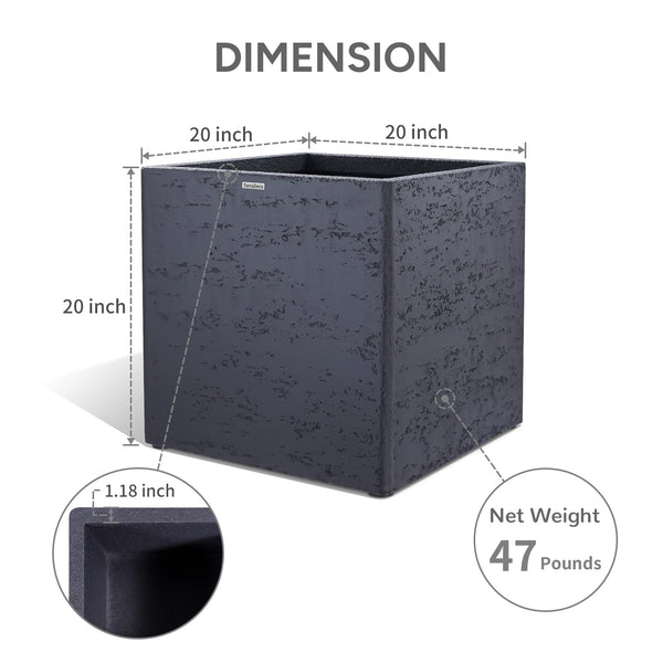 20-Inch Square Concrete Planter