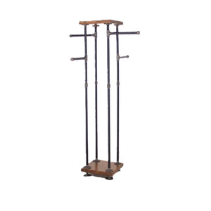 Industrial Pipe & Cedar Wood 4-Way Clothing Rack with Shelves
