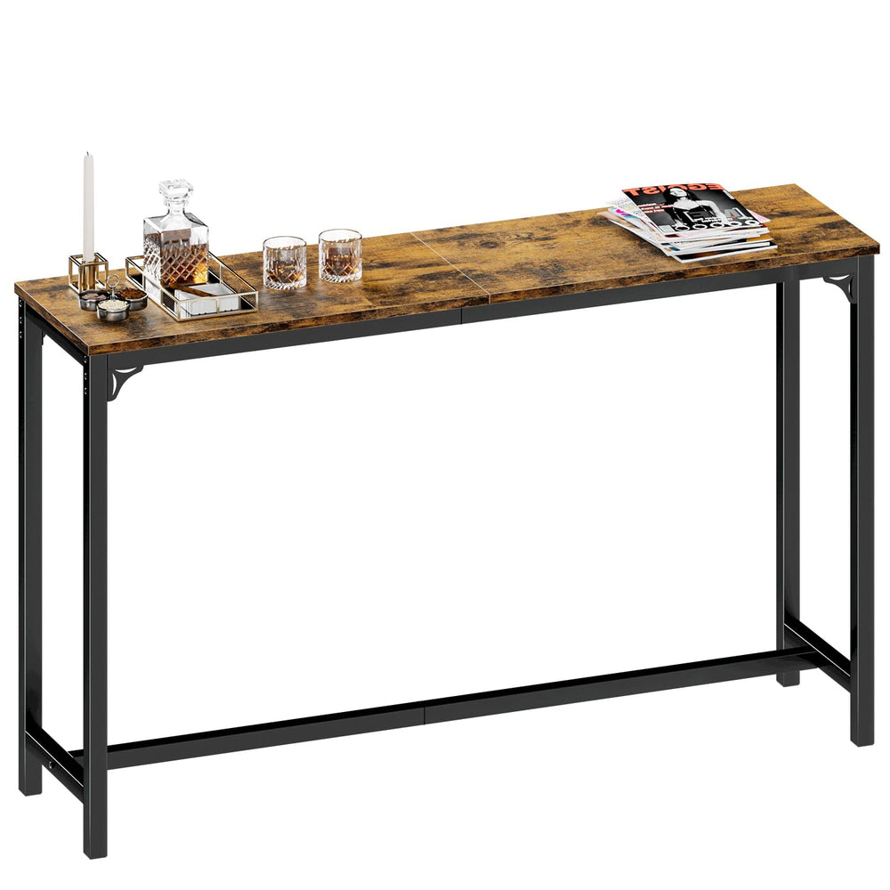 Industrial Metal Wood Bar Table with Sturdy Legs