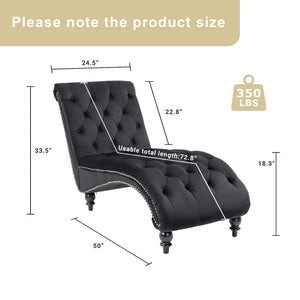 Velvet Chaise Lounge Indoor Chair with Pillow