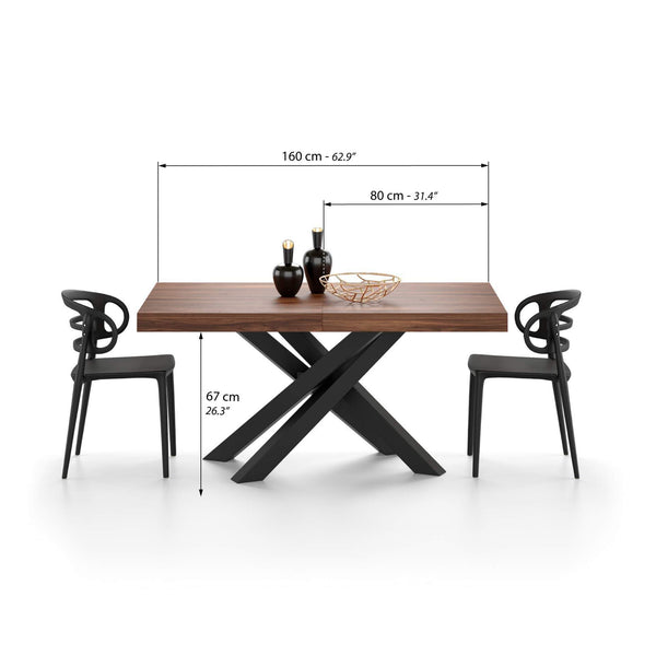 Extendable Dining Table with Black Crossed Legs, Seats 6–10