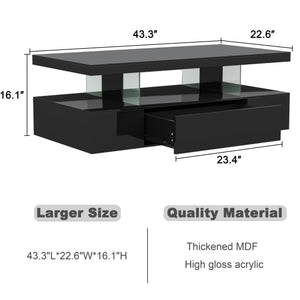 LED Coffee Table with Storage Drawer