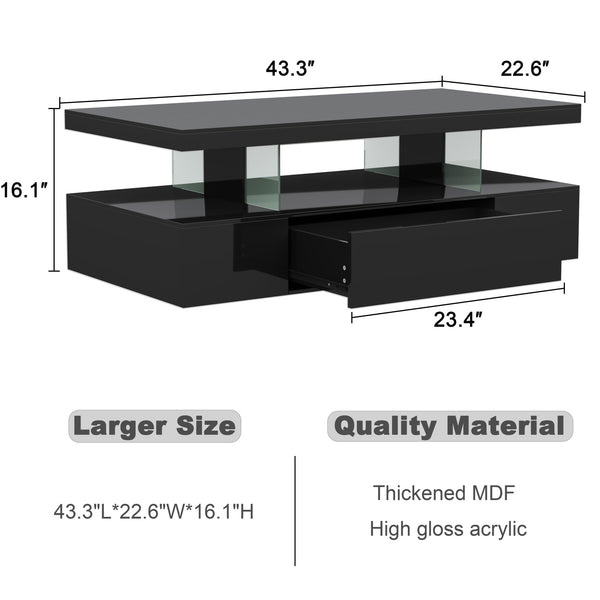LED Coffee Table with Storage Drawer
