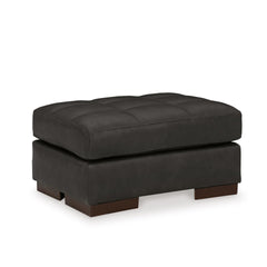 Leather Tufted Rectangular Ottoman, Dark Brown