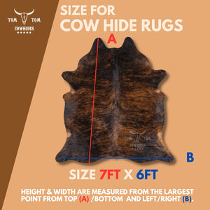 Large Natural Hair-On Cowhide Rug 7 x 6 ft