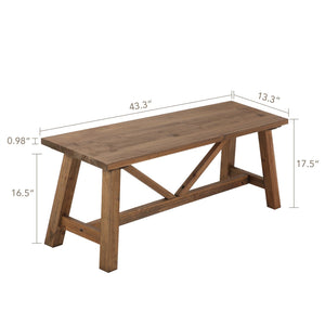 Farmhouse Wood Bench – Solid Wood Entryway & Dining Bench