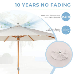 11 FT Round Patio Umbrella with Aluminum Ribs & Pulley Lift