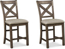 Counter Height Bar Stools Set of 2 – Upholstered Wood Frame