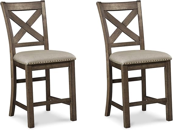 Counter Height Bar Stools Set of 2 – Upholstered Wood Frame