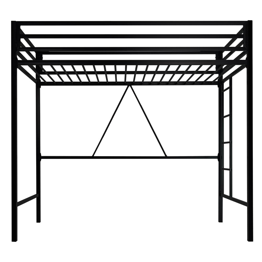Twin Metal Loft Bed with Ladder and Guardrail