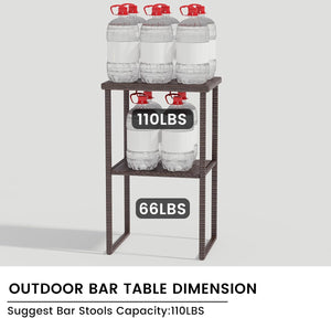 Outdoor Wicker Bar Table – Counter Height Patio Pub Table with Storage Shelf