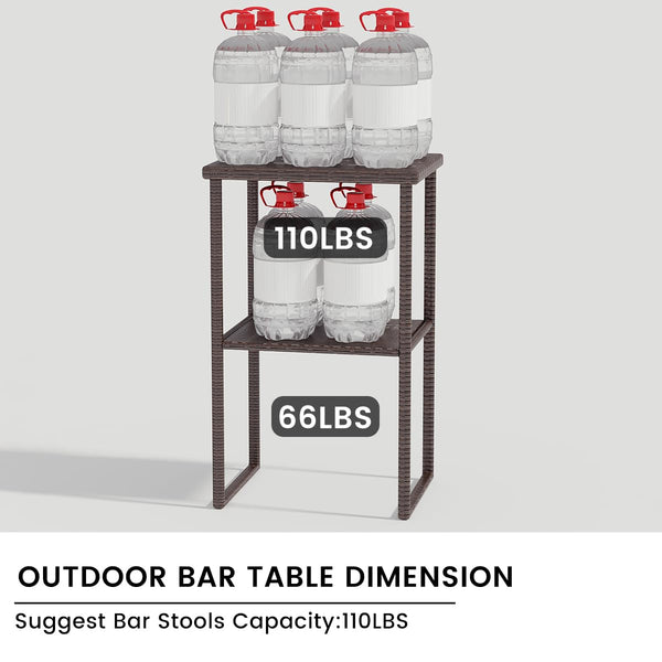 Outdoor Wicker Bar Table – Counter Height Patio Pub Table with Storage Shelf