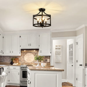 4-Light Farmhouse Chandelier Semi Flush Mount Ceiling Light