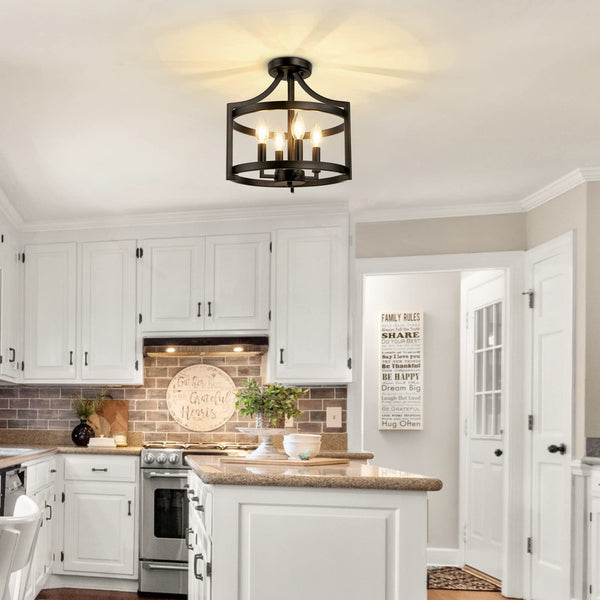 4-Light Farmhouse Chandelier Semi Flush Mount Ceiling Light