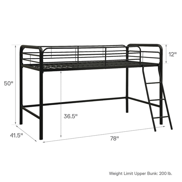 Junior Metal Loft Bed with Ladder & Guardrails – Twin & Full