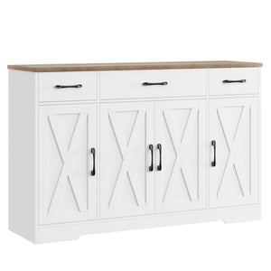 55" Farmhouse Buffet Cabinet with Drawers, Doors & Shelves