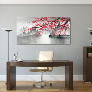 Plum Blossom Canvas Wall Art – Hand Painted Chinese Landscape Oil Painting