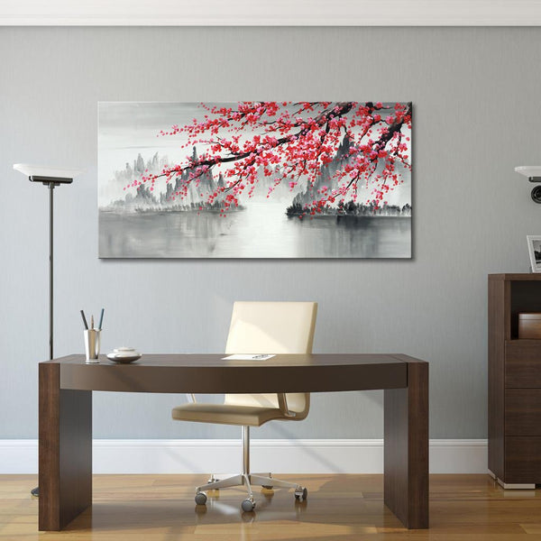 Plum Blossom Canvas Wall Art – Hand Painted Chinese Landscape Oil Painting