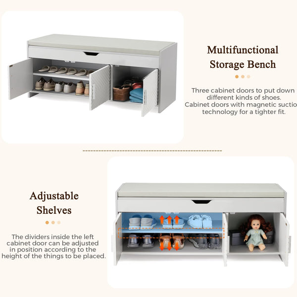 Lift Top Storage Bench with Cushioned Seat