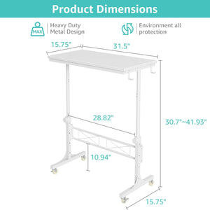 Adjustable Height Rolling Laptop Desk with Wheels