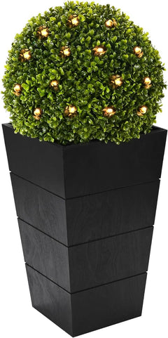 Artificial Boxwood Topiary with LED Lights & Pot