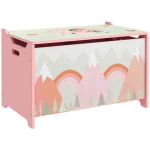 Kids Storage Chest with Safety Hinge – Pink Animal Design