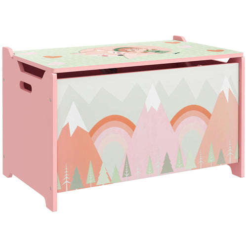 Kids Storage Chest with Safety Hinge – Pink Animal Design