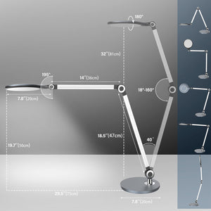LED Desk Lamp with Wireless Charger & Adjustable Swing Arm