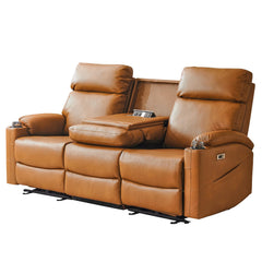 3-Seat Power Recliner Sofa with Hidden Console & USB Charging