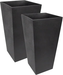 Self-Watering Square Planters 2-Pack — Indoor & Outdoor, Black