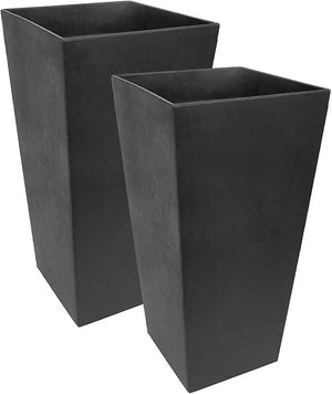 Self-Watering Square Planters 2-Pack — Indoor & Outdoor, Black