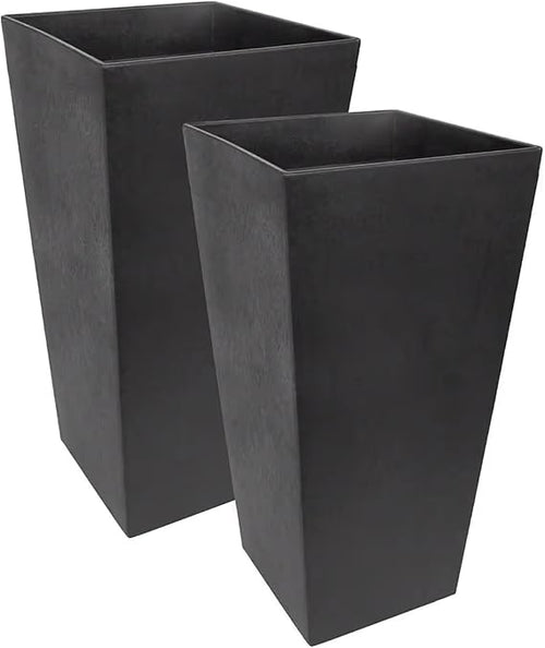 Self-Watering Square Planters 2-Pack — Indoor & Outdoor, Black