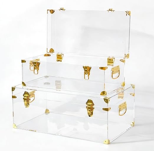 Acrylic Storage Chest Set of 2 with Handles & Hasps