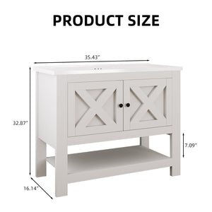 36-Inch Farmhouse Bathroom Vanity with Ceramic Sink