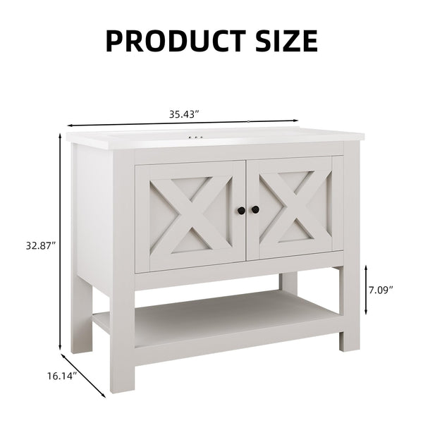 36-Inch Farmhouse Bathroom Vanity with Ceramic Sink