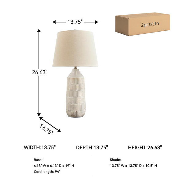 Ceramic Table Lamp Set of 2 – Beige
